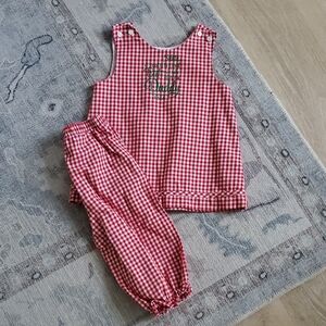 Rags Land Red Gingham Christmas Santa Matching Set Outfit Sz3